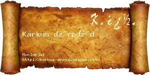Karkus Árpád névjegykártya