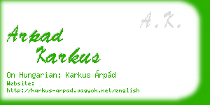 arpad karkus business card